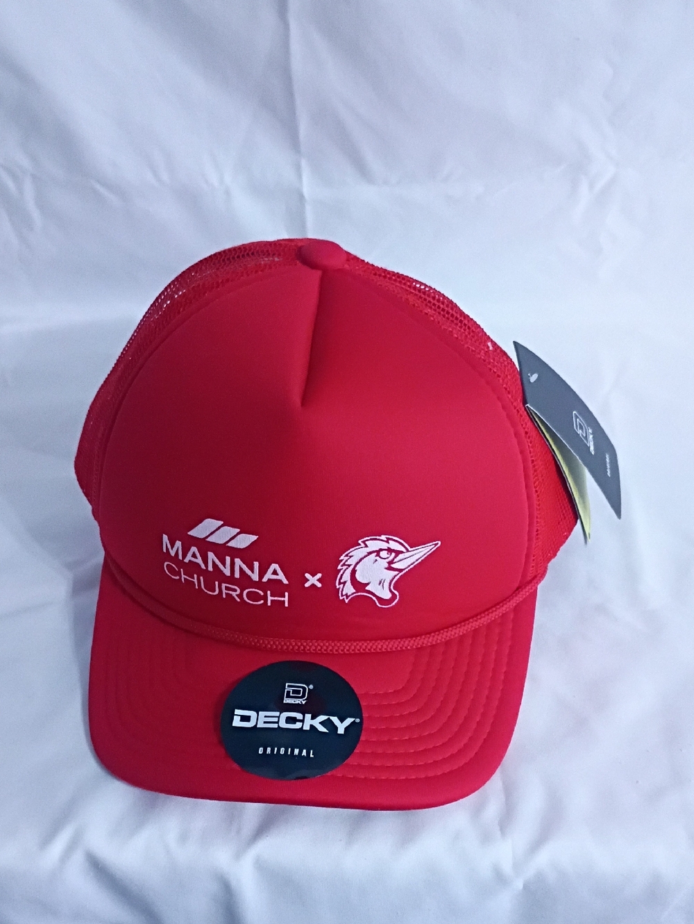 Decky Red Manna Church Trucker Cap